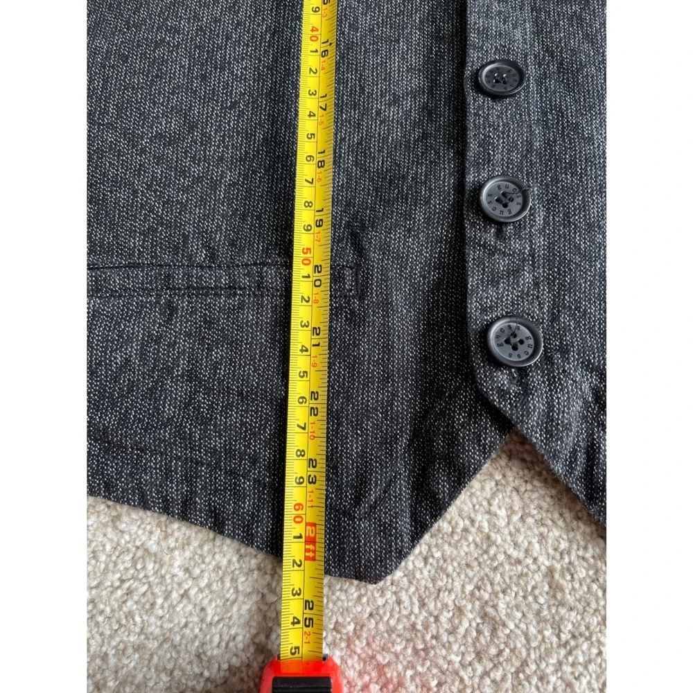Guess Mens Vest Grey Black Textured Button Front Cinch Back L Preppy Casual